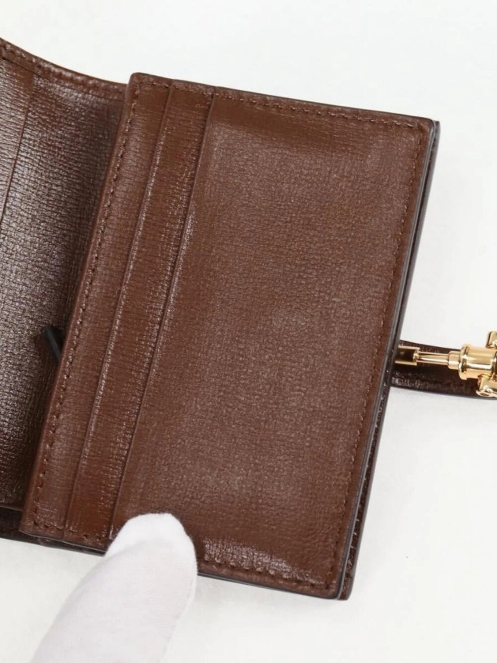 GUCCI GG Supreme Jackie WebbSherry Line Wallet PVC Beige 203495 Auth ki5817V - Picture 12 of 16